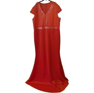 Red Sparkle Cap Sleeve Long Formal Dress Size 4X NWOT